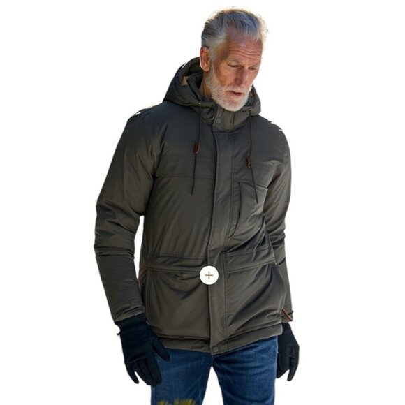 Prana Mens XXL Black Olive Heather Long Sleeve Down Puffer Jacket Novad Path NWT - Picture 1 of 16